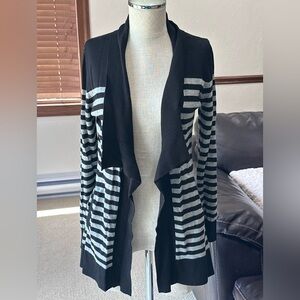 White House Black Market Black and Gray Cardigan Sweater